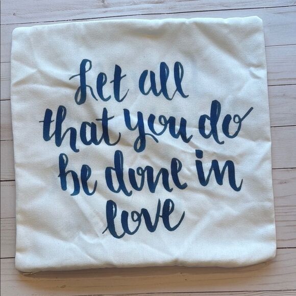 Inspirational Quote Pillow Cover Blue White Decor - Picture 2 of 5